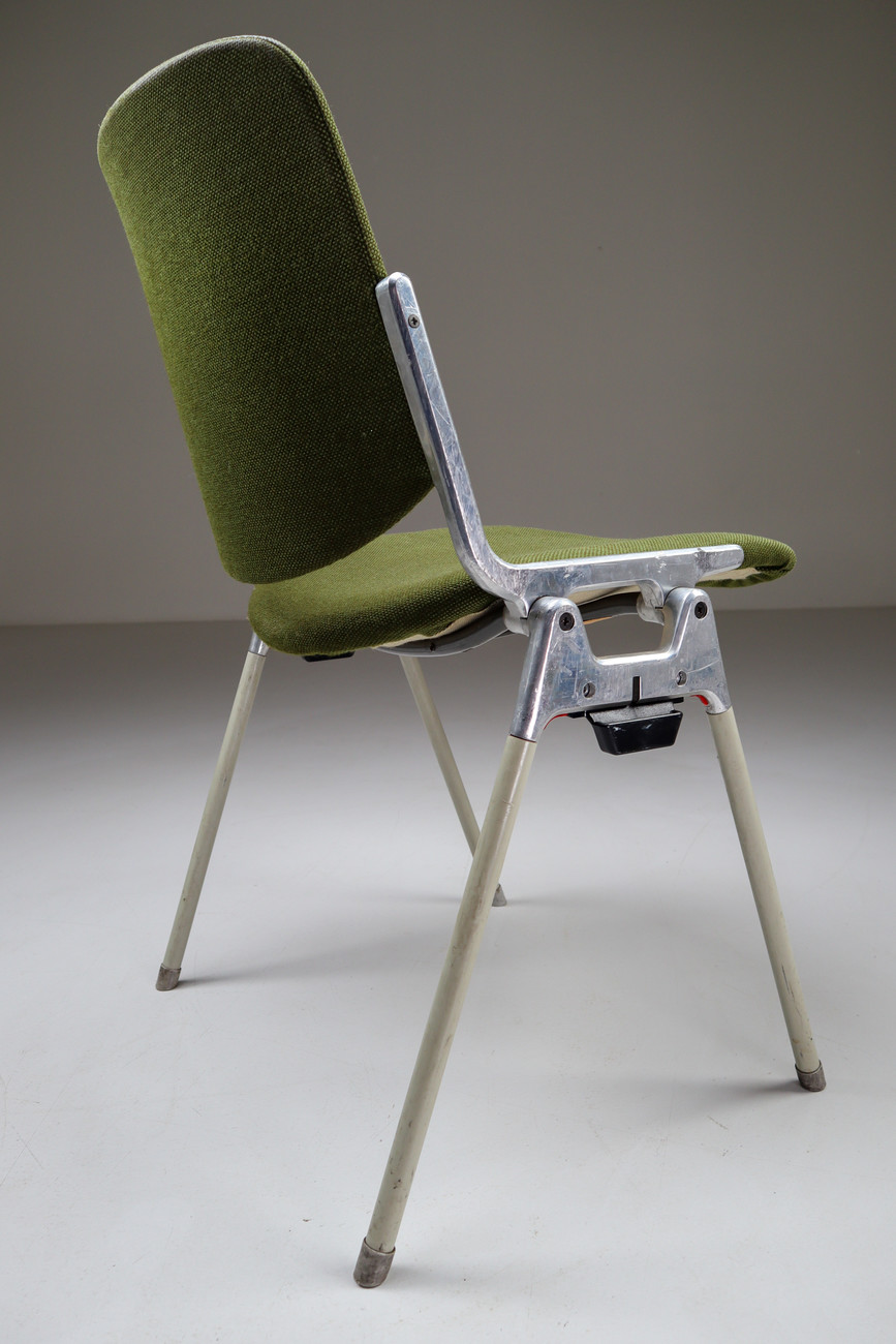 Set of 18 Olive Green Castelli DSC 106 Stacking Chairs by